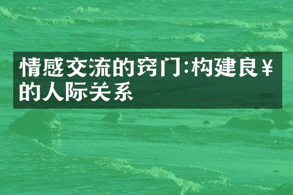 情感交流的窍门:构建良好的人际关系