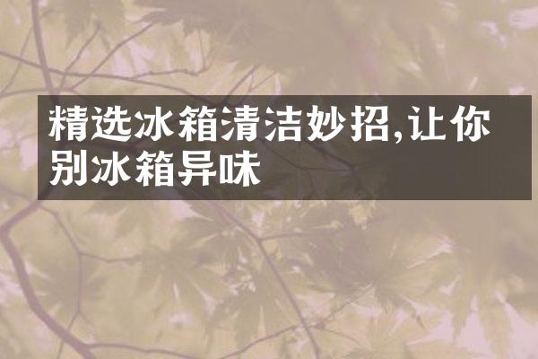 精选冰箱清洁妙招,让你告别冰箱异味
