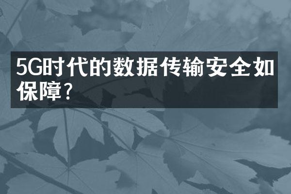 5G时代的数据传输安全如何保障?
