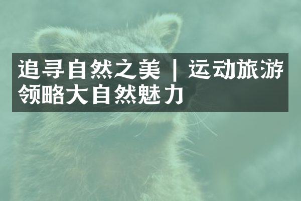 追寻自然之美 | 运动旅游领略大自然魅力