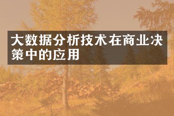 大数据分析技术在商业决策中的应用