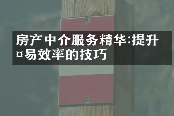 房产中介服务精华:提升交易效率的技巧