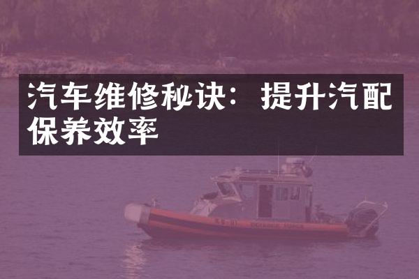 汽车维修秘诀：提升汽配保养效率