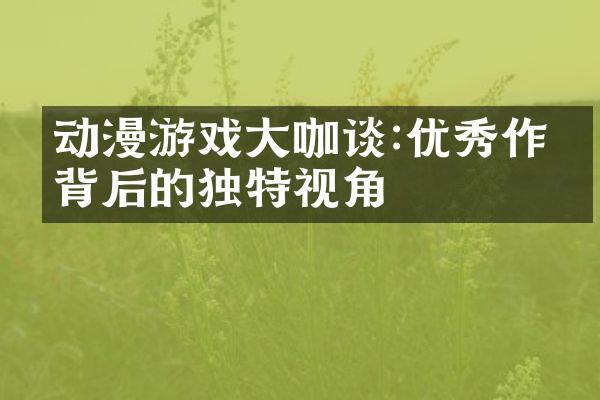 动漫游戏大咖谈:优秀作品背后的独特视角