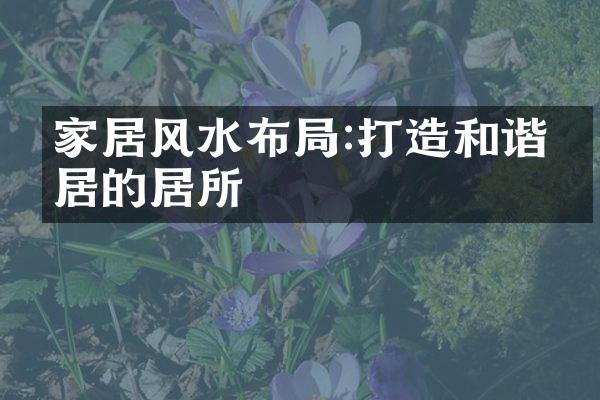 家居风水布局:打造和谐宜居的居所