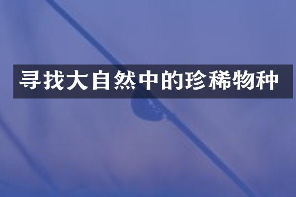寻找大自然中的珍稀物种