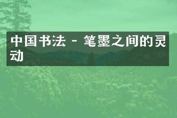 中国书法 - 笔墨之间的灵动
