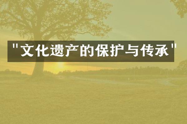 "文化遗产的保护与传承"