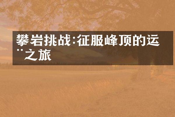 攀岩挑战:征服峰顶的运动之旅