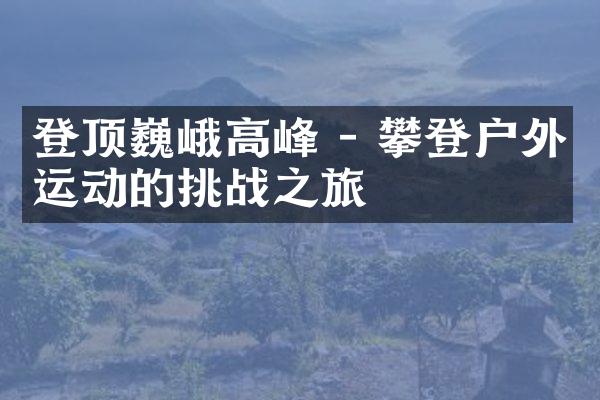 登顶巍峨高峰 - 攀登户外运动的挑战之旅