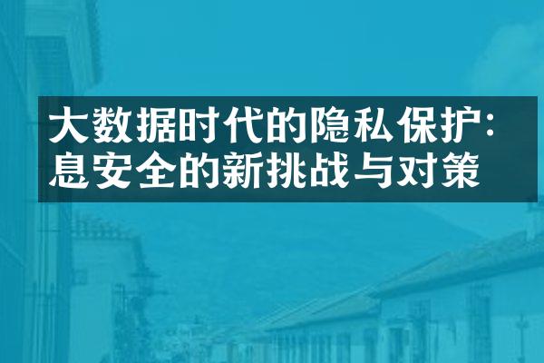 大数据时代的隐私保护:信息安全的新挑战与对策