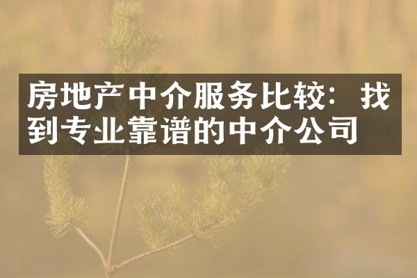 房地产中介服务比较：找到专业靠谱的中介公司