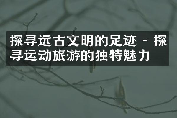 探寻远古文明的足迹 - 探寻运动旅游的独特魅力