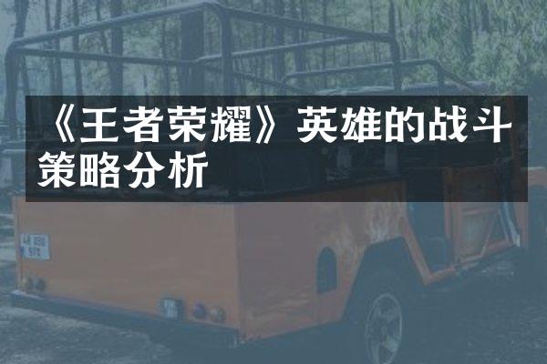 《王者荣耀》英雄的战斗策略分析