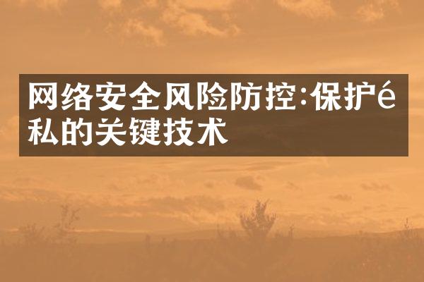 网络安全风险防控:保护隐私的关键技术
