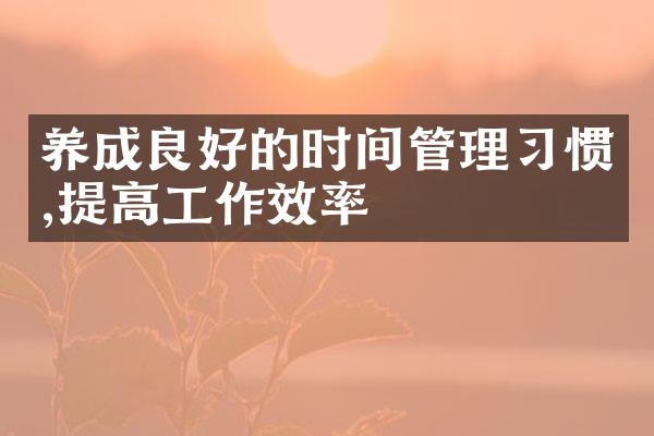 养成良好的时间管理习惯,提高工作效率
