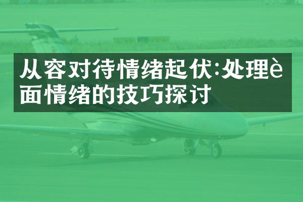 从容对待情绪起伏:处理负面情绪的技巧探讨