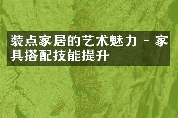 装点家居的艺术魅力 - 家具搭配技能提升