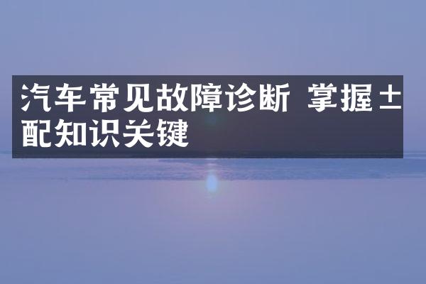 汽车常见故障诊断 掌握汽配知识关键