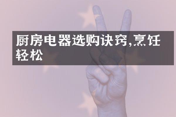 厨房电器选购诀窍,烹饪更轻松
