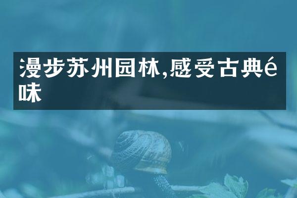 漫步苏州园林,感受古典韵味