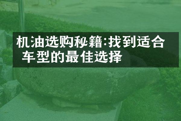 机油选购秘籍:找到适合你车型的最佳选择