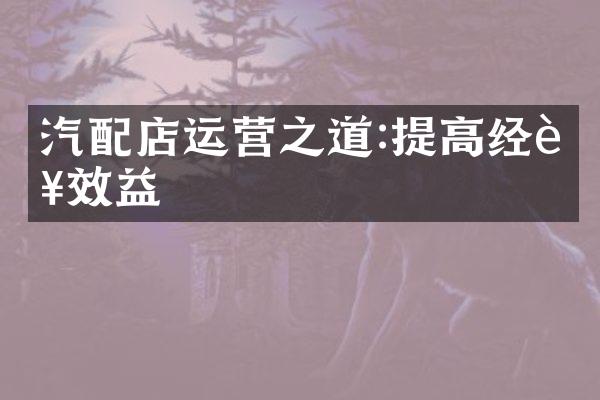 汽配店运营之道:提高经营效益