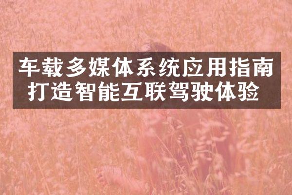 车载多媒体系统应用指南 打造智能互联驾驶体验
