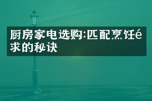 厨房家电选购:匹配烹饪需求的秘诀