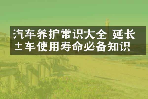 汽车养护常识大全 延长爱车使用寿命必备知识