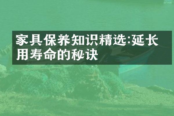 家具保养知识精选:延长使用寿命的秘诀