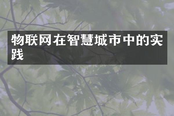 物联网在智慧城市中的实践