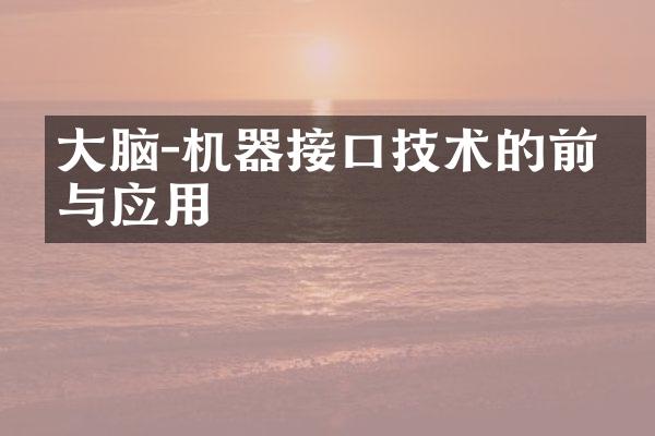大脑-机器接口技术的前景与应用