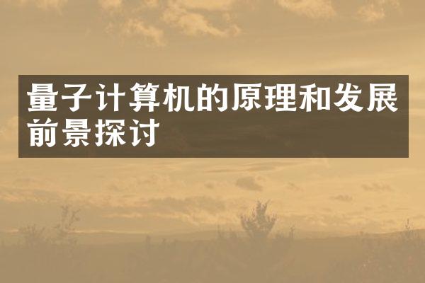 量子计算机的原理和发展前景探讨