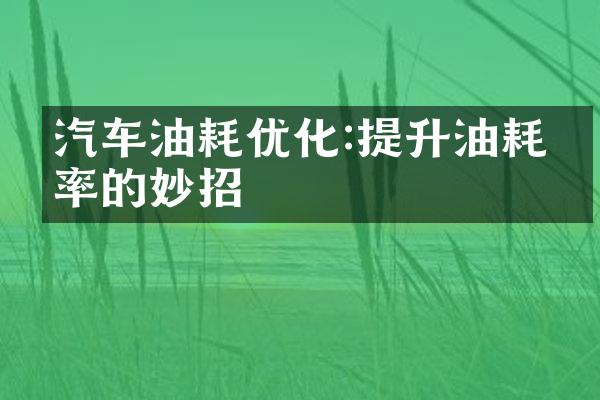 汽车油耗优化:提升油耗效率的妙招
