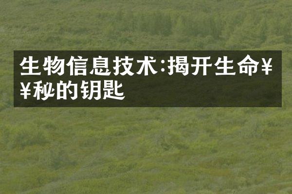 生物信息技术:揭开生命奥秘的钥匙