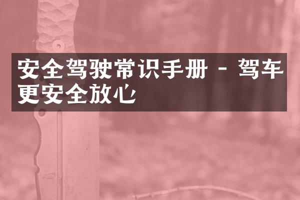 安全驾驶常识手册 - 驾车更安全放心