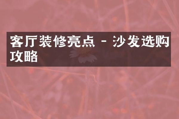 客厅装修亮点 - 沙发选购攻略