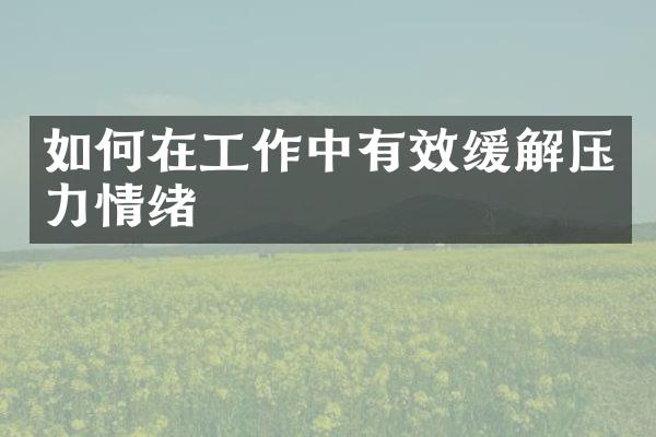 如何在工作中有效缓解压力情绪