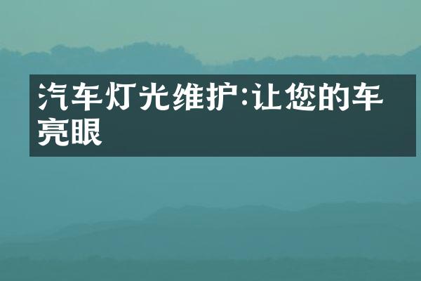 汽车灯光维护:让您的车更亮眼