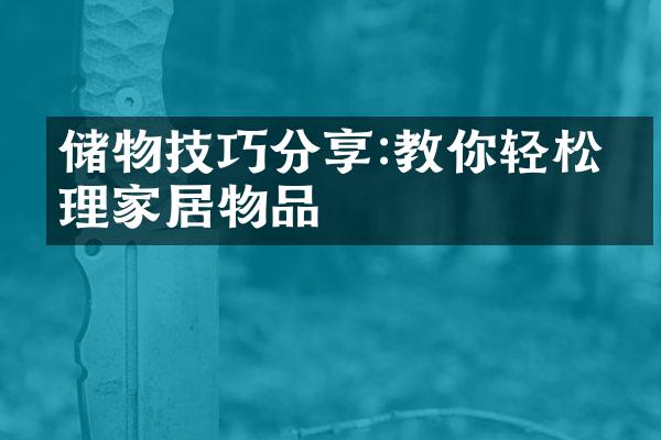 储物技巧分享:教你轻松管理家居物品