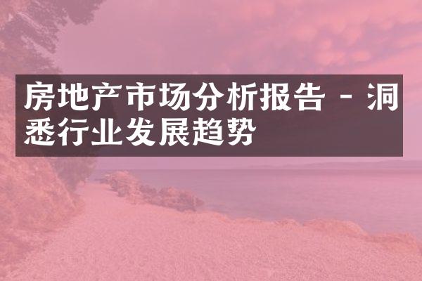 房地产市场分析报告 - 洞悉行业发展趋势