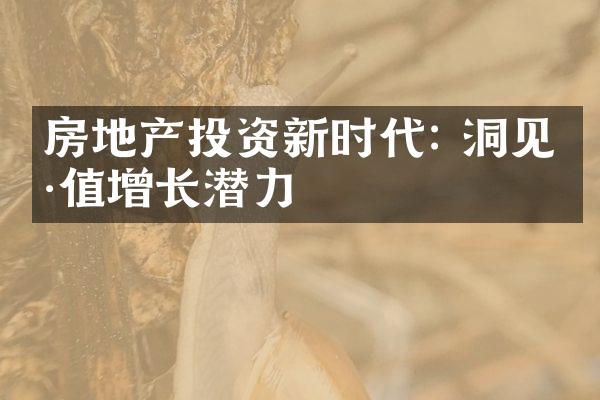 房地产投资新时代: 洞见价值增长潜力