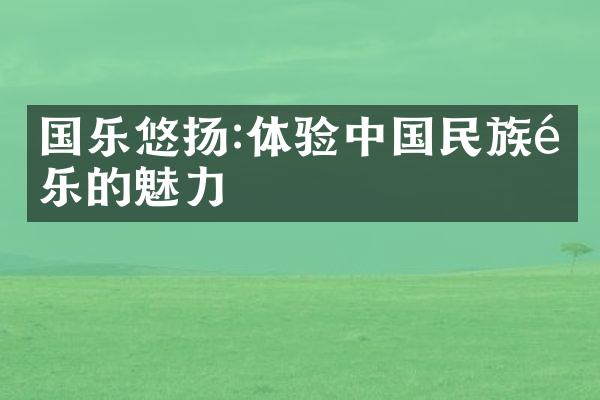 国乐悠扬:体验中国民族音乐的魅力