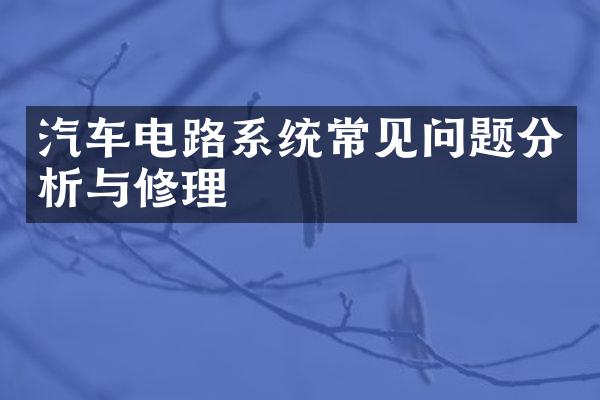 汽车电路系统常见问题分析与修理