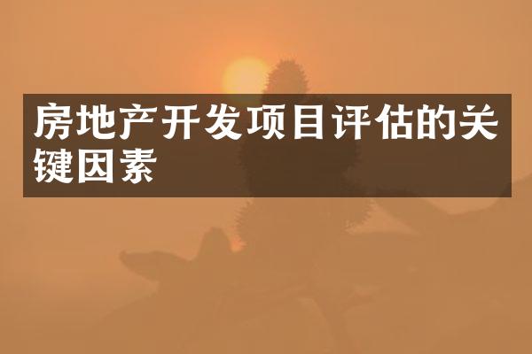 房地产开发项目评估的关键因素