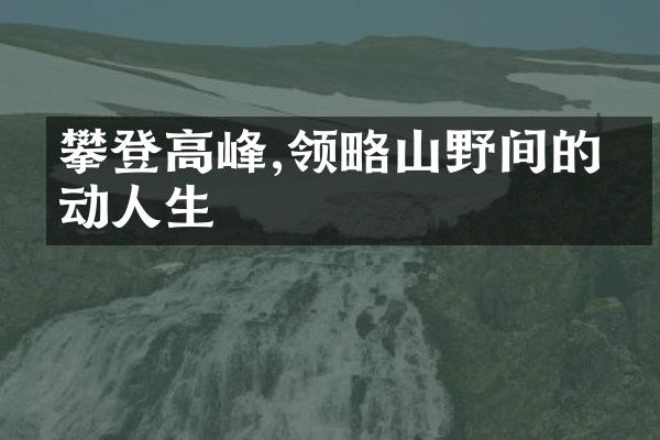攀登高峰,领略山野间的悦动人生