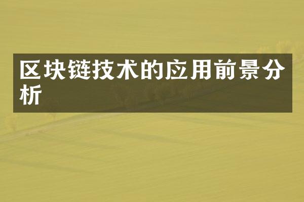 区块链技术的应用前景分析
