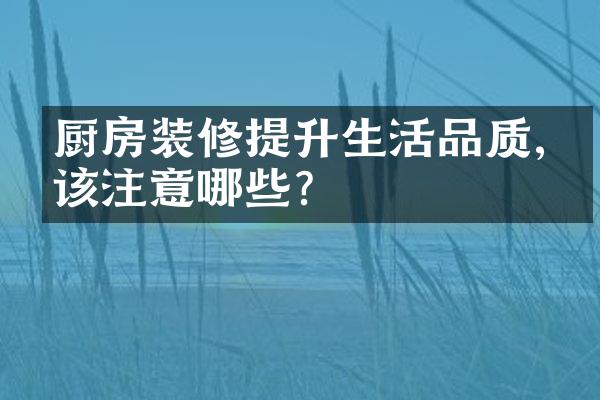 厨房装修提升生活品质,应该注意哪些?