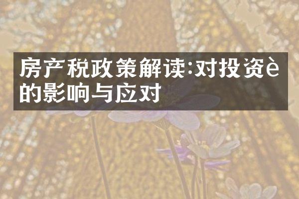 房产税政策解读:对投资者的影响与应对